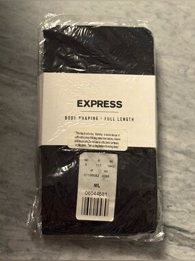 Express Body Shaping Full Length Black Tights Size M/L ~ High-Waisted Contouring